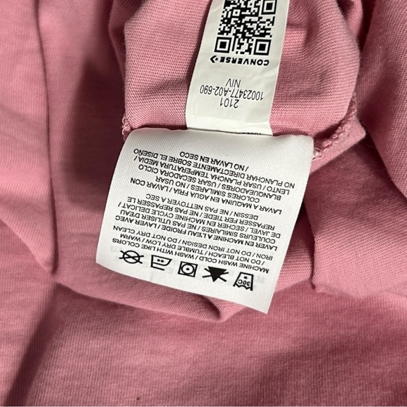 Converse Cropped T-shirts Women’s XL Short Sleeve Crew Neck Pink Graphic Logo - Picture 6 of 6